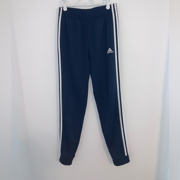 Adidas Youth Boys Large 14 - 16 Stripe Navy Jogger Trackpants - Picture 8 of 14